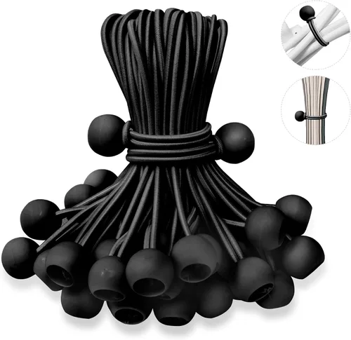 Vista 7 de Cuerdas elásticas de bolas de 6 pulgadas, correa elástica resistente a los rayos UV, cordón de amarre reutilizable con bolas, cables para interiores