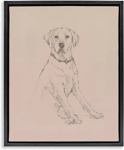 Vista 11 de Stupell Industries Retriever Dog Minimal Drawing Framed Giclée Art, diseño de Ethan Harper Enmarcado en blanco