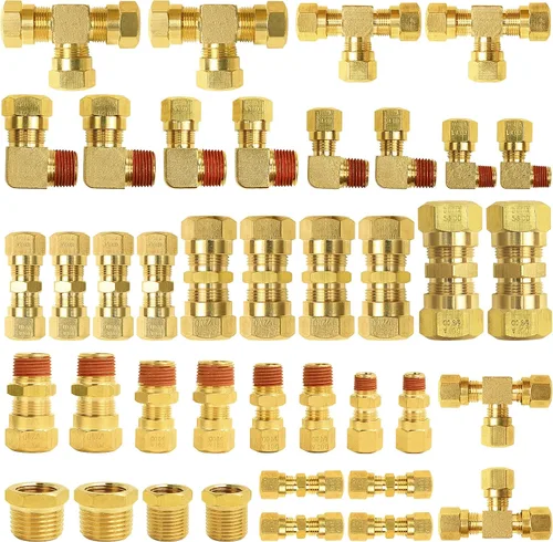 Vista 9 de Kit de surtido de 36 piezas de accesorios de línea de freno de aire DOT de latón 1/4" 3/8" 1/2", accesorios de conexión de empuje para reparación