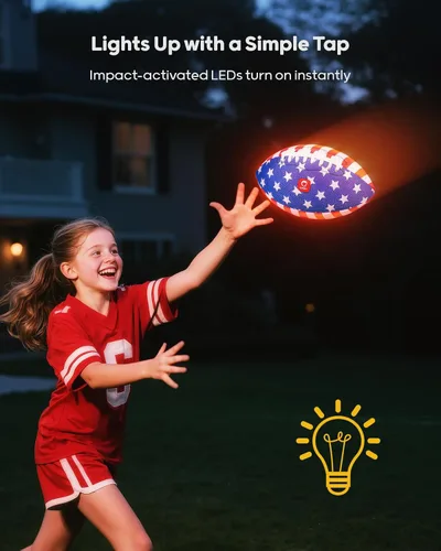 Vista 2 de QPAU Fútbol que brilla en la oscuridad, fútbol juvenil iluminado con bomba y baterías, juguetes y juegos al aire libre para niños y niñas, regalo