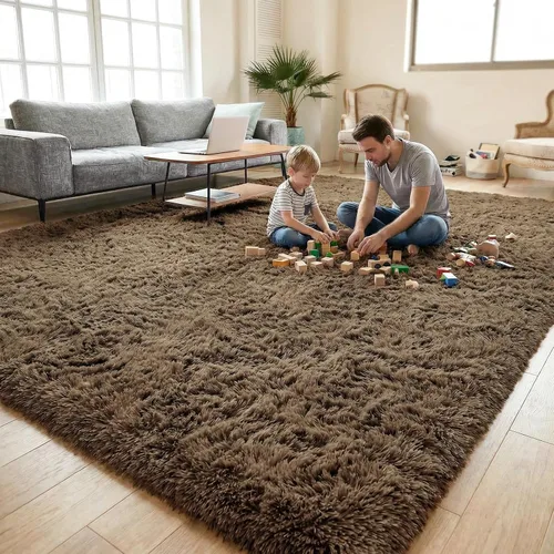 Vista 21 de DweIke Alfombras de pasillo beige esponjosas para dormitorio, 2 x 6 pies, alfombra larga de felpa suave para niñas y niños, antideslizante y lavable