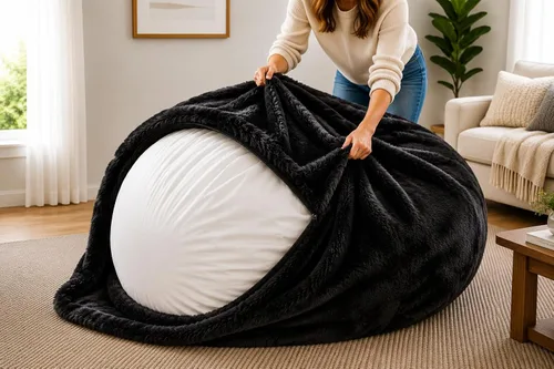 Vista 11 de ULTIMATE SACK Funda de repuesto para puf de 5 pies Gamuza burdeos Solo funda extraíble lavable borgoña ante