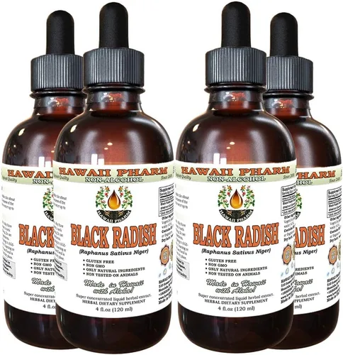 Vista 7 de Hawaii Pharm Extracto líquido de rábano negro sin alcohol, rábano negro (Raphanus Sativus Níger) suplemento herbario natural de glicerita de raíz