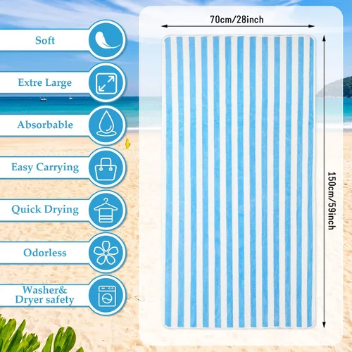Vista 2 de Moukeren Paquete de 30 toallas de playa de gran tamaño, absorbentes, de secado rápido, toallas grandes y suaves para piscina, toallas de viaje de 59