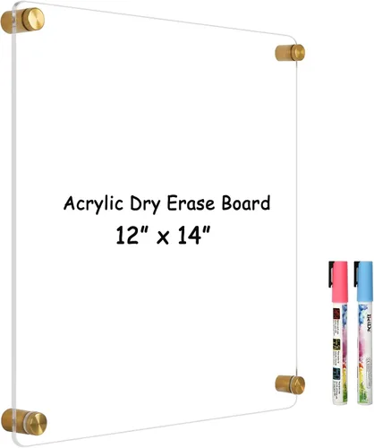 Vista 16 de Pizarra Blanca Acrílica para Pared, Pizarra Blanca Semanal Transparente de 12" x 12", Pizarra Blanca de Planificación Semanal Pequeña para Pared