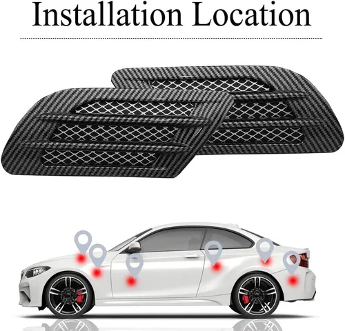 Vista 3 de Adhesivo para ventilación de coche, ajuste universal, fibra de carbono, 6.5 x 3.9 in, 2P, negro
