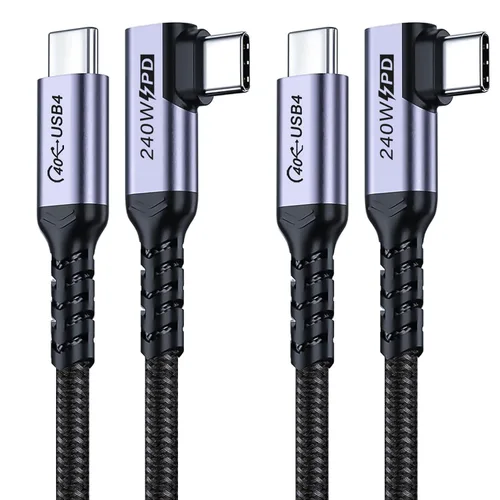 Vista 13 de Cable USB C corto de 100W 3.1 ángulo recto [1.5 pies, 2 paquetes], carga rápida de 5A, cables con chip E-Marker de datos de alta velocidad 10Gbps