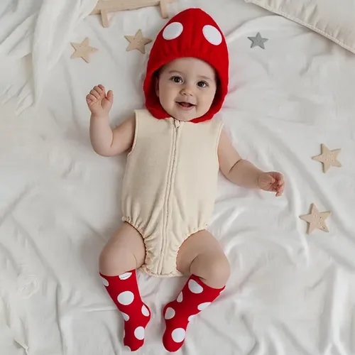 Vista 3 de Conjunto de disfraz de Halloween para bebés y niños pequeños de Pudcoco, enterizo sin mangas con sudadera, mameluco y calentadores de pierna Rojo
