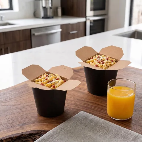 Vista 4 de Restaurantware Caja para llevar fideos de papel negro de 16 onzas, 200