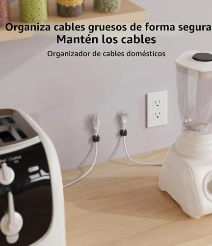 Vista 5 de Paquete de 9 clips magnéticos para cables, organizador de cables para escritorio, clips para cables, organizador adhesivo para cables USB, soporte