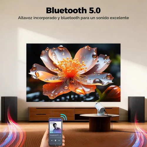 Vista 6 de Mini proyector con Bluetooth y WiFi, proyector portátil mejorado de 200 lúmenes ANSI 4K, enfoque automático/Keystone, compatible con iPhone/TV