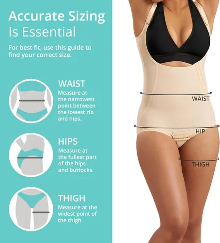 Vista 4 de MARENA SFBHA Faja de Compresión Posquirúrgica de Recuperación de Longitud de Braguita, Espalda Alta - Longitud de Bikini Ajustable