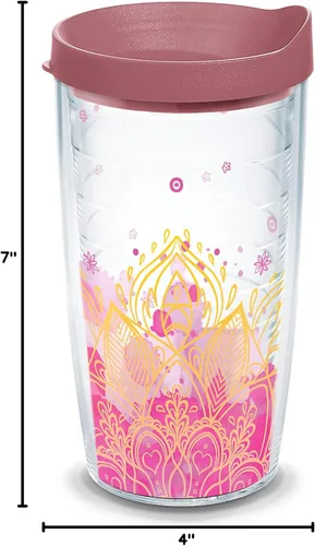 Vista 9 de Tervis Vaso aislado de doble pared hecho en Estados Unidos con aislamiento de flor de loto de yoga mantiene las bebidas frías y calientes, 16 onzas