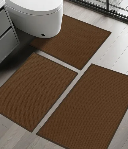 Vista 25 de YIHOUSE Juego de 2 tapetes de baño ultrafinos de secado rápido, tapete de baño absorbente para baño, antideslizante, lavable a máquina (beige)