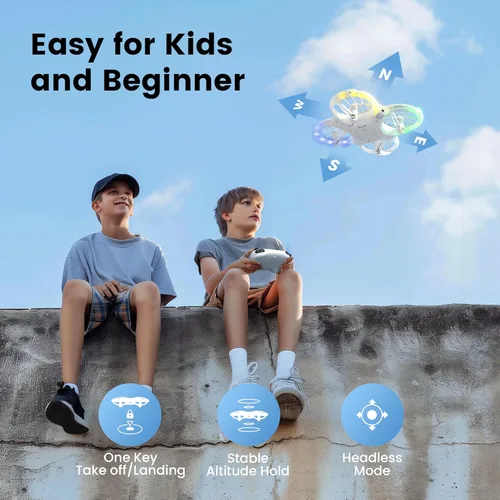 Vista 5 de Ameta Drones para niños y adultos, dron RC con cámara FPV HD 1080P, juguetes geniales de regalo para niños y niñas adolescentes, juguetes STEM