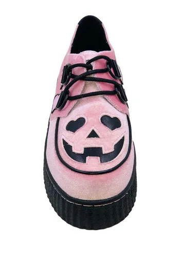 Vista 2 de Zapato Creeper de Terciopelo Rosa Jack O' Heart para Mujer Multicolor