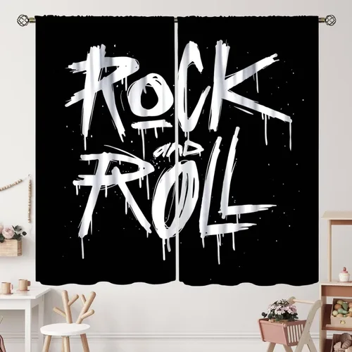 Vista 26 de Cortinas de jazz para mujer americana, estilo grunge, estilo grunge, con bolsillo para barra, para dormitorio, sala de estar, decoración