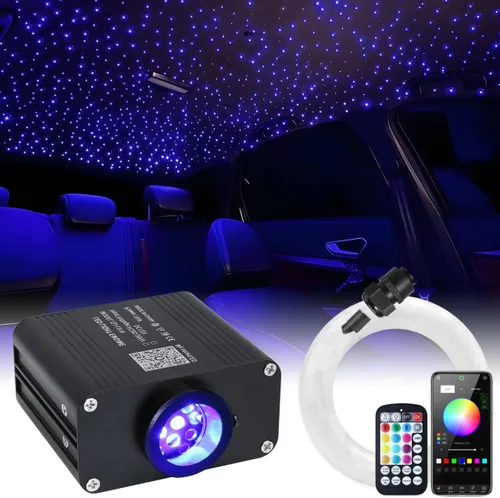 Vista 16 de Car Home Starlight Headliner Star - Kit de luces de techo parpadeantes y activadas por sonido, 200 unidades, 0.03 pulgadas x 9.8 pies, RGBW 16 W