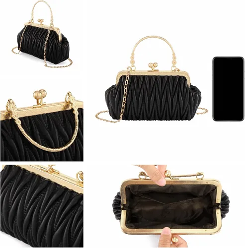Vista 4 de Ayliss Bolso de noche para mujer, elegante bolso de hombro para novia, boda, fiesta, graduación, bolso formal