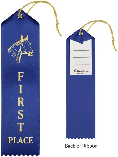 Vista 2 de RibbonsNow Cintas de espectáculo de caballos 1er - 6º lugar - 72 cintas en total - 12 cada lugar con tarjeta y cuerda