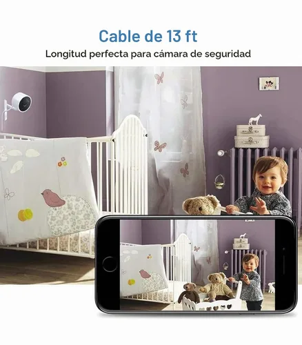 Vista 7 de Smays Cable de alimentación micro USB para Wyze Cam v3, Nest, Arlo Q, Blink, Ring Mini Cam, Yi Dome - Cable de carga de 12 pies Para YI Home