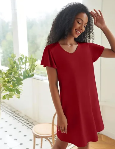 Vista 5 de Ekouaer - Paquete de 2 camisones de manga corta para mujer, cómodo y suave, pijama para dormir