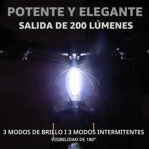 Vista 4 de Luz delantera de seguridad para bicicleta - 200 lúmenes USB recargable LED