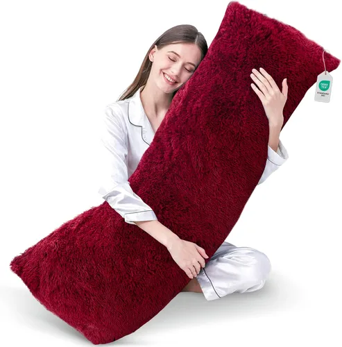 Vista 10 de Cheer Collection Almohada larga para el cuerpo, almohada larga suave y mullida para sofá y cama, almohada de felpa para dormir de lado, almohada