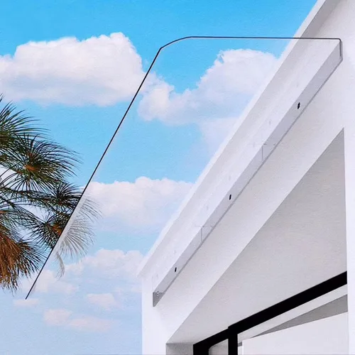 Vista 7 de Toldo curvado para ventana de puerta, protección solar para puerta delantera, patio, toldo invisible para puerta delantera, cubierta