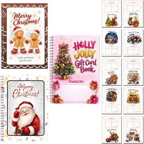 Vista 18 de Christmas Gift Card Book Spiral Bound Holder, 10 Pages，3PCS-A