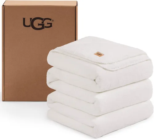Vista 13 de UGG Whitecap Queen - Manta de forro polar de felpa, 90 x 90 pulgadas, color Azul