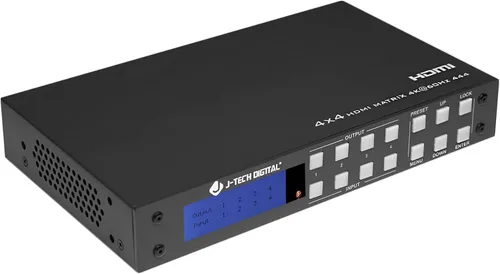 Vista 7 de J-Tech Digital 4K 30Hz 4x4 HDMI Matrix Switch Conmutador con HDCP 3D y Color Profundo HDMI 1.4 Ultra HD Control4 Driver Disponible