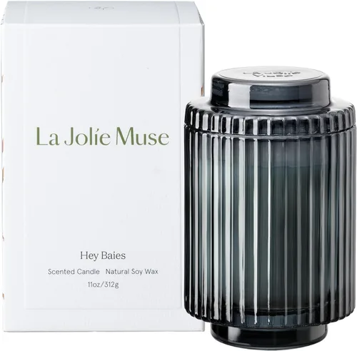 Vista 13 de LA JOLIE MUSE Starlit - Velas perfumadas de pino de abeto para el hogar Abeto dorado iluminado por estrellas