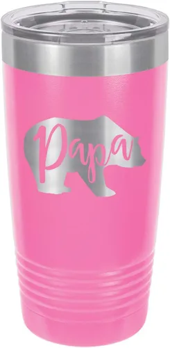 Vista 10 de PAPA BEAR BLACK Vaso de bebida de 20 onzas con pajita Taza de viaje grabada con láser Comparar con Yeti Rambler Idea de regalo para papá