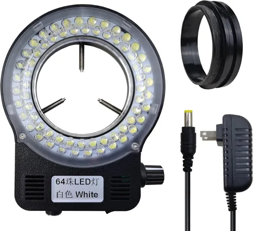 Vista 7 de Iluminador del anillo del microscopio de luz LED, fuente de luz ajustable del anillo de 144 LED para la industria Monocular binocular trinocular