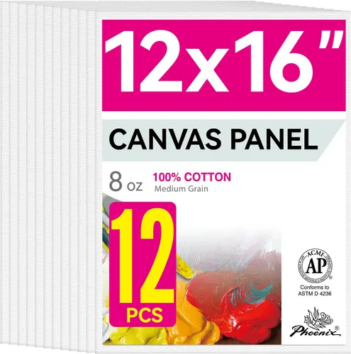 Vista 37 de PHOENIX Paneles de Lienzo Pequeños para Pintura de 3x5 Pulgadas, Paquete de Valor de 12 Unidades - 8 Oz Triple Imprimado 100% Algodón Libre de Ácido