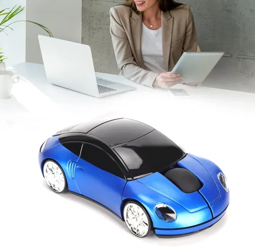Vista 6 de Ratón de coche de 2.4 GHz, ratón óptico ergonómico con forma de automóvil deportivo 3D con receptor USB, mouse de computadora de 1600 DPI con luz