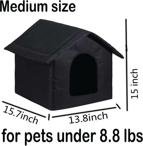 Vista 3 de Casas para gatos al aire libre, casa resistente a la intemperie para gatos salvajes, refugio cálido y estable para gatos callejeros en invierno