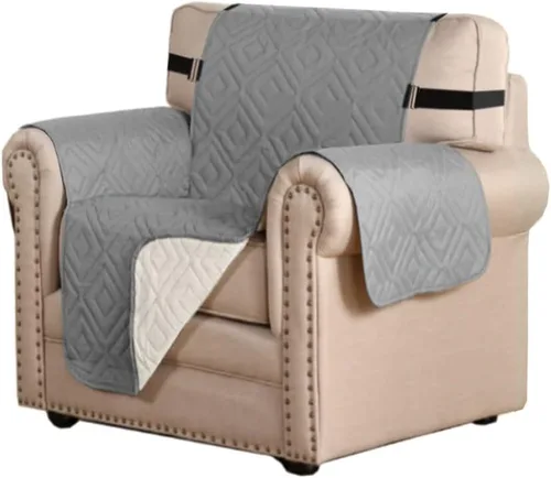 Vista 56 de H.VERSAILTEX Funda reversible para silla, protector de muebles antideslizante, resistente al agua, con correas elásticas de 2 pulgadas
