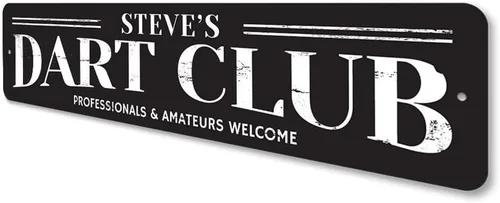 Vista 4 de Letrero de Dart Club, letrero de cueva con nombre de jugador, profesionales y aficionados, decoración de aluminio para sala de juegos, 3 x 13
