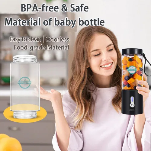 Vista 2 de Licuadora portátil para batidos y batidos, licuadora personal recargable USB-C con 6 cuchillas de acero inoxidable, mini exprimidor sin BPA