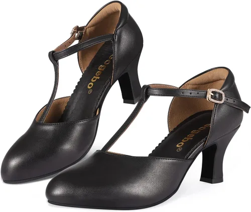 Vista 4 de Zapatos de baile de salón latino para mujer, zapatos de tacón para boda, con correa en T