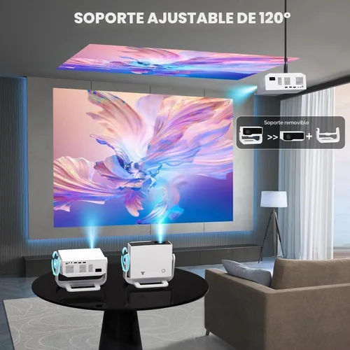 Vista 7 de Proyector con WiFi y Bluetooth, más de 1000 aplicaciones instaladas, enfoque electrónico y Keystone automático, zoom, nativo 1080P 650 ANSI