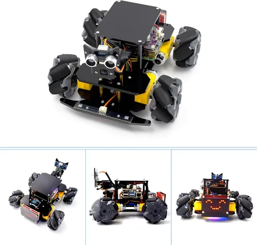 Vista 8 de Adeept 4WD Mecanum Wheel Kit de coche inteligente para Raspberry Pi 5/4B/3B/3B+(tablero no incluido), seguimiento de línea, seguimiento de luz