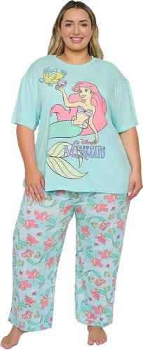 Vista 6 de Disney Conjunto de pijama para mujer, camiseta y pantalones de descanso con estampado de sirena