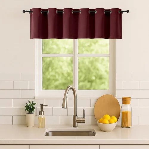 Vista 248 de Simplebrand Juego de 2 paneles de cenefa aguamarina para ventana de cocina de 14 pulgadas de largo, cortinas de oscurecimiento de habitación