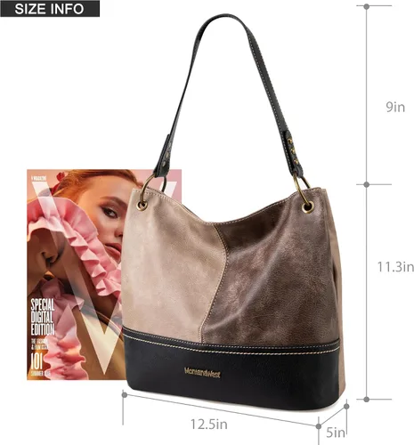 Vista 6 de Montana West Monederos para mujer, bolsos de hombro Hobo con cremallera
