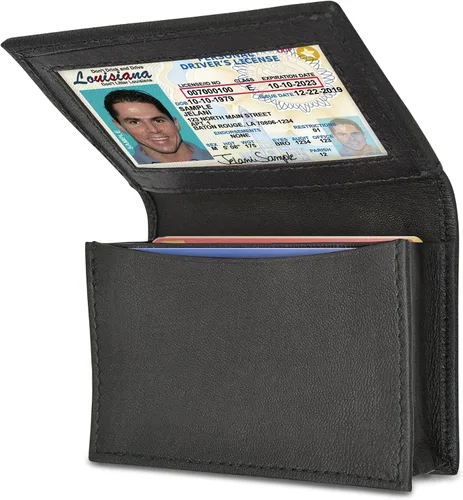 Vista 7 de Cartera de piel expandible para tarjetas de visita con bloqueo RFID para hombre, Marrón, Cartera de cuero para tarjetas