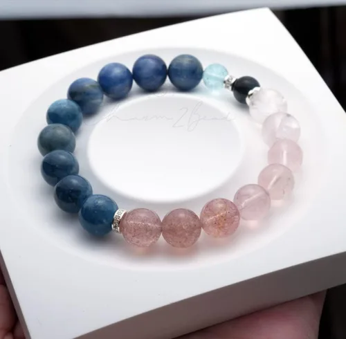 Vista 129 de Precious Gemstone Natural Crystal Healing Bracelet, Rutilated Quartz, Moonstone, Quartz Handmade Original Design Bracelet
