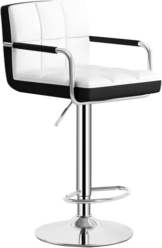 Vista 14 de GIZNXBA Taburetes de bar giratorios de cuero para taburete de cocina, taburetes de bar de altura ajustable con respaldo silla de comedor con / Beige